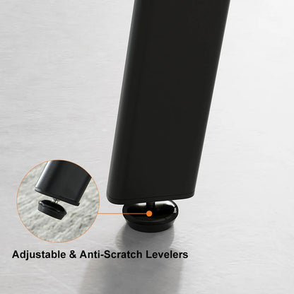 1000mm Round Black Small Nesting Dining Table Set for 4 Black Upholstered Chairs - 