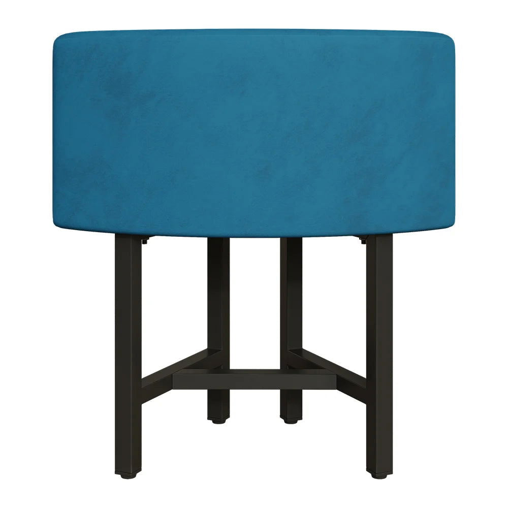 1000mm Round Wooden 4 Person Dining Table with Blue Upholstered Chairs Set for Nook Balc - 