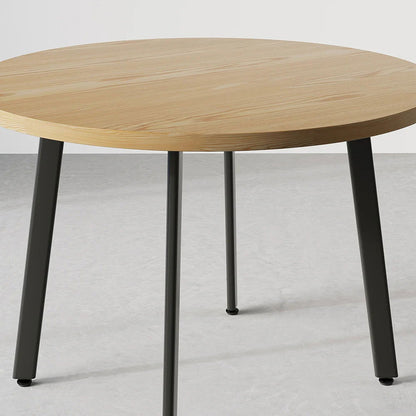 1000mm Round Wooden 4 Seater Dining Table Set Yellow Upholstered Chairs for Nook Balcony - 