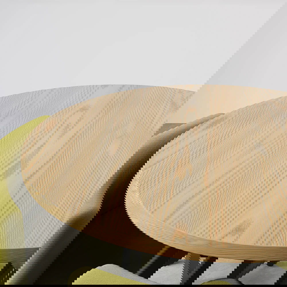 1000mm Round Wooden 4 Seater Dining Table Set Yellow Upholstered Chairs for Nook Balcony - 