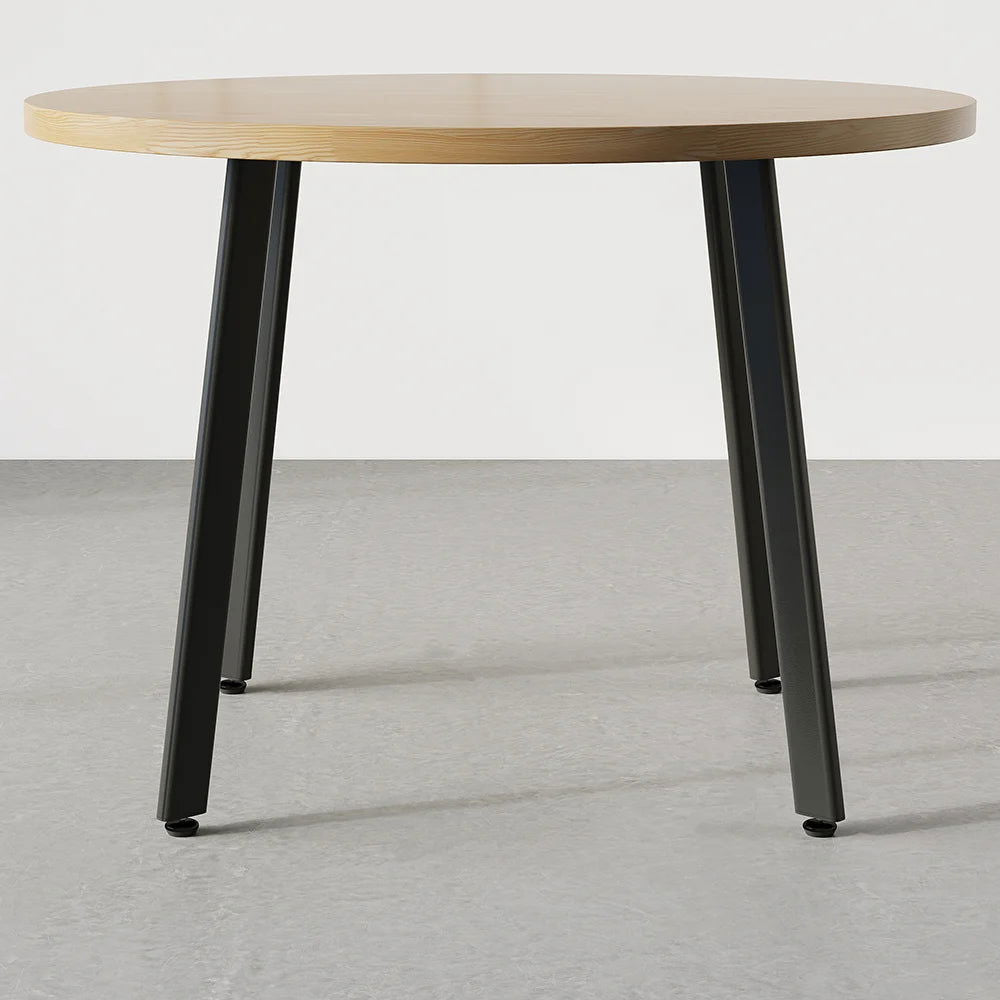 1000mm Round Wooden Nesting Dining Table Set for 4 Green Upholstered Chairs - 