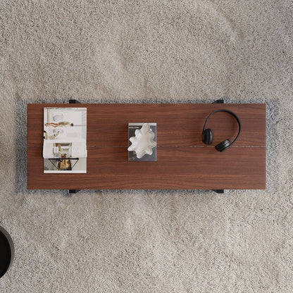 1000mm Rustic Narrow Coffee Table Pine Wood Top for Small Space - 