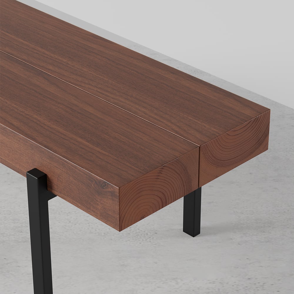 1000mm Rustic Narrow Coffee Table Pine Wood Top for Small Space - 