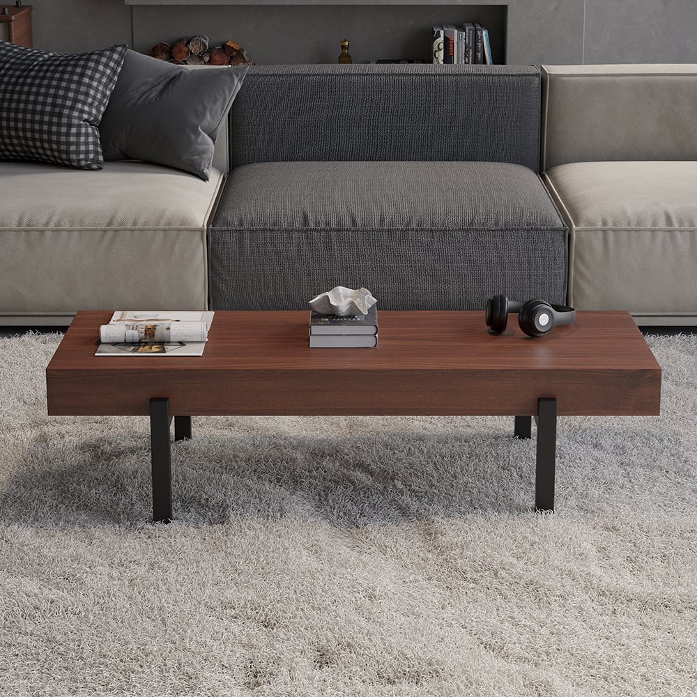 1000mm Rustic Narrow Coffee Table Pine Wood Top for Small Space - Homary