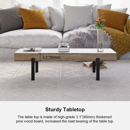 1000mm Rustic Small Coffee Table Narrow Rectangular Cocktail Table Pine Wood Top - 