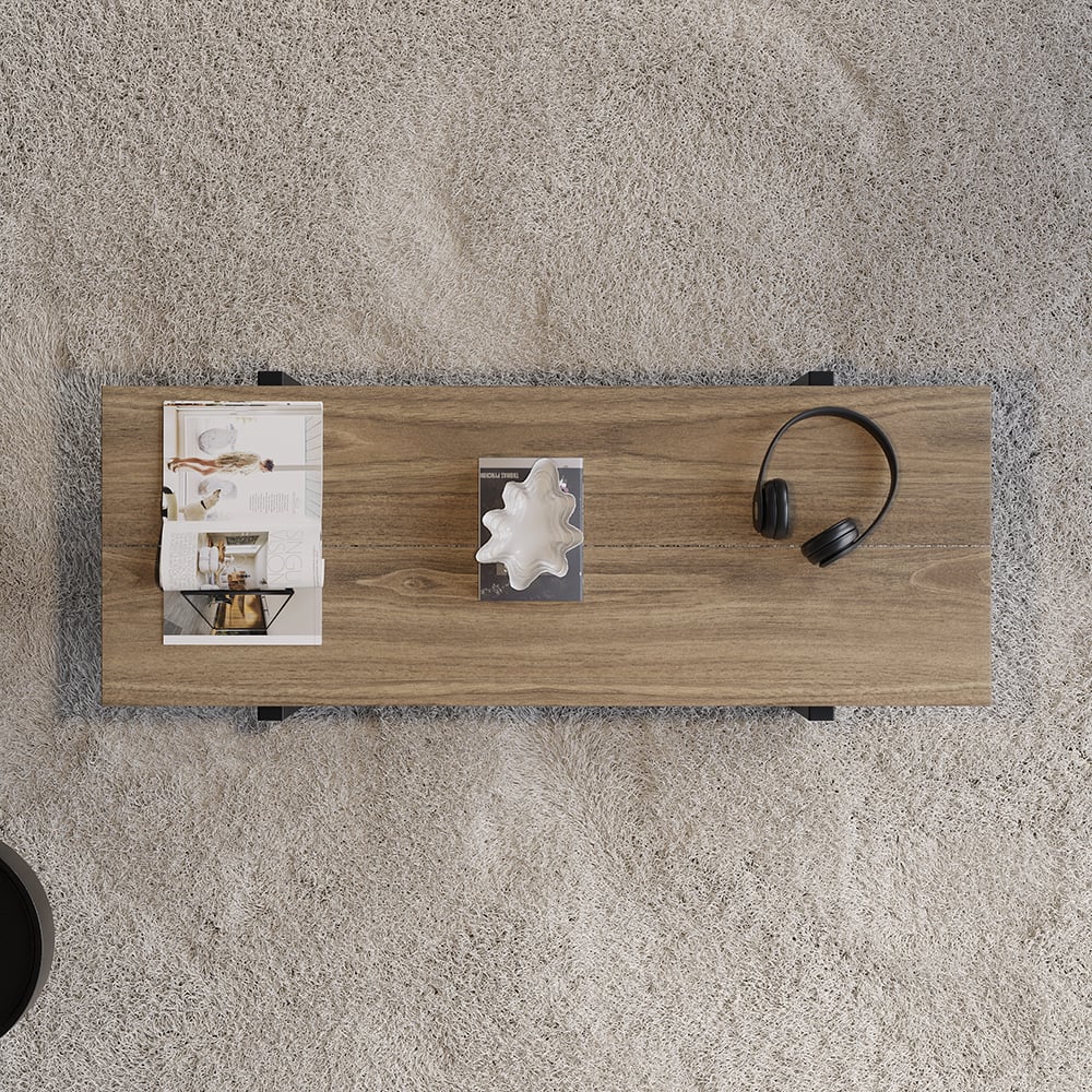 1000mm Rustic Small Coffee Table Narrow Rectangular Cocktail Table Pine Wood Top - 