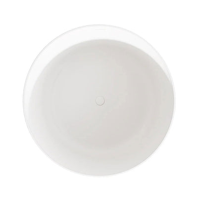 1050mm Freestanding Japanese Soaking Tub Matte White Round Stone Resin Tub - Homary