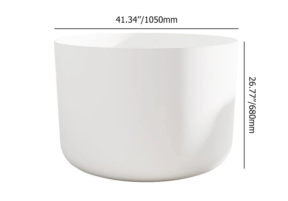 1050mm Freestanding Japanese Soaking Tub Matte White Round Stone Resin Tub - Homary