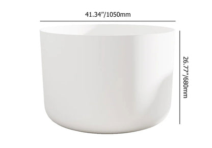 1050mm Freestanding Japanese Soaking Tub Matte White Round Stone Resin Tub - Homary