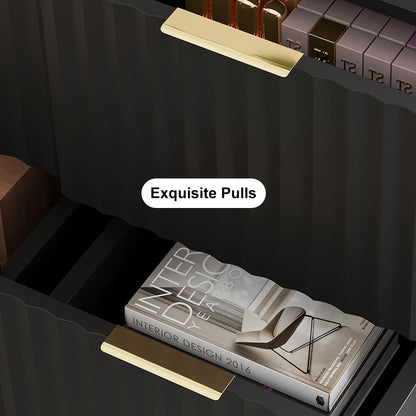 1200mmW Modern 6-Drawer Black Fluted Dresser Chest wtih Storage for Bedroom - 