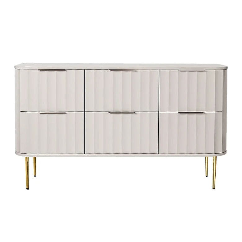 1200mmW Modern 6-Drawer White Bedroom Dresser for Storage in Gold - 