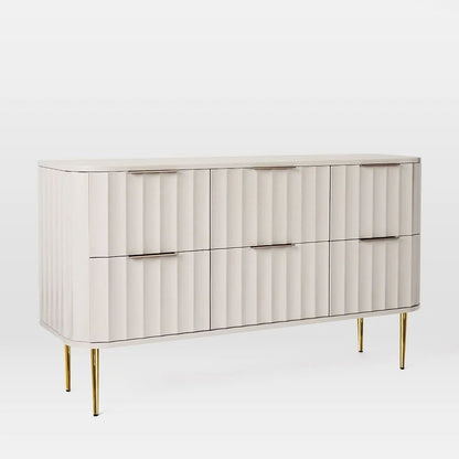 1200mmW Modern 6-Drawer White Bedroom Dresser for Storage in Gold - 