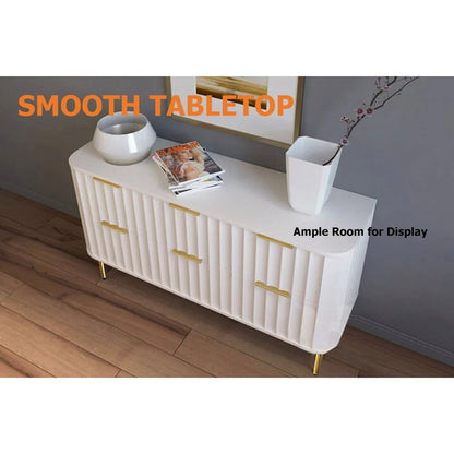 1200mmW Modern 6-Drawer White Bedroom Dresser for Storage in Gold - 