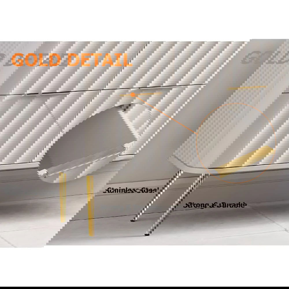 1200mmW Modern 6-Drawer White Bedroom Dresser for Storage in Gold - 