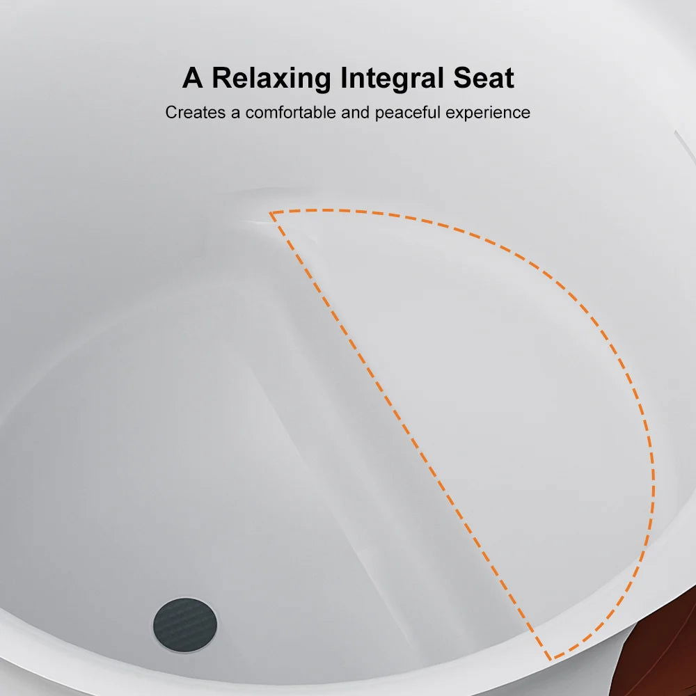 1200mm Freestanding Japanese Soaking Bathtub with Storage Shelving Stone Resin - 