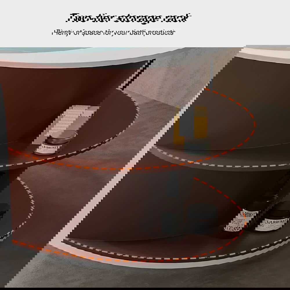 1200mm Freestanding Japanese Soaking Bathtub with Storage Shelving Stone Resin - 