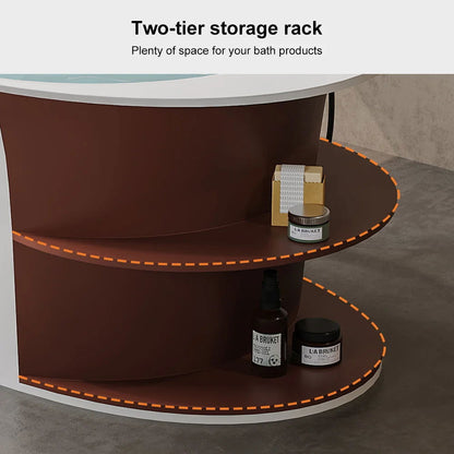 1200mm Freestanding Japanese Soaking Bathtub with Storage Shelving Stone Resin - 