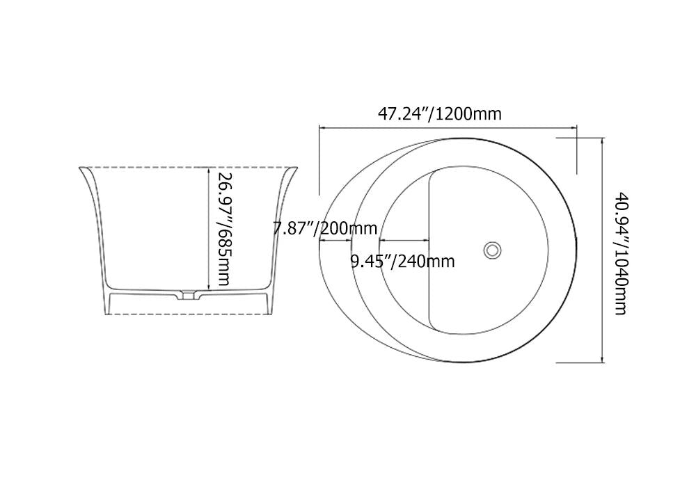 1200mm Freestanding Japanese Soaking Bathtub with Storage Shelving Stone Resin - Homary