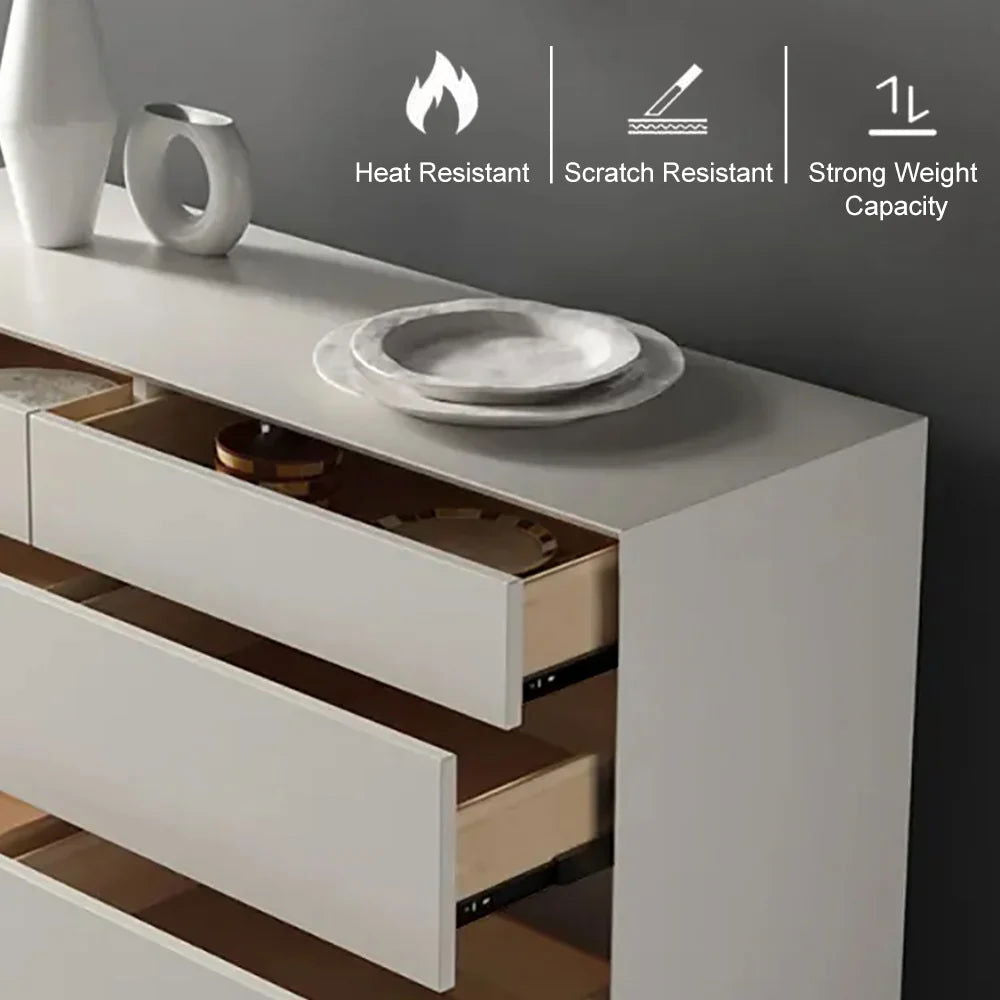 1200mm Minimalist Off White Dresser Accent 6-Drawer Cabinet - 