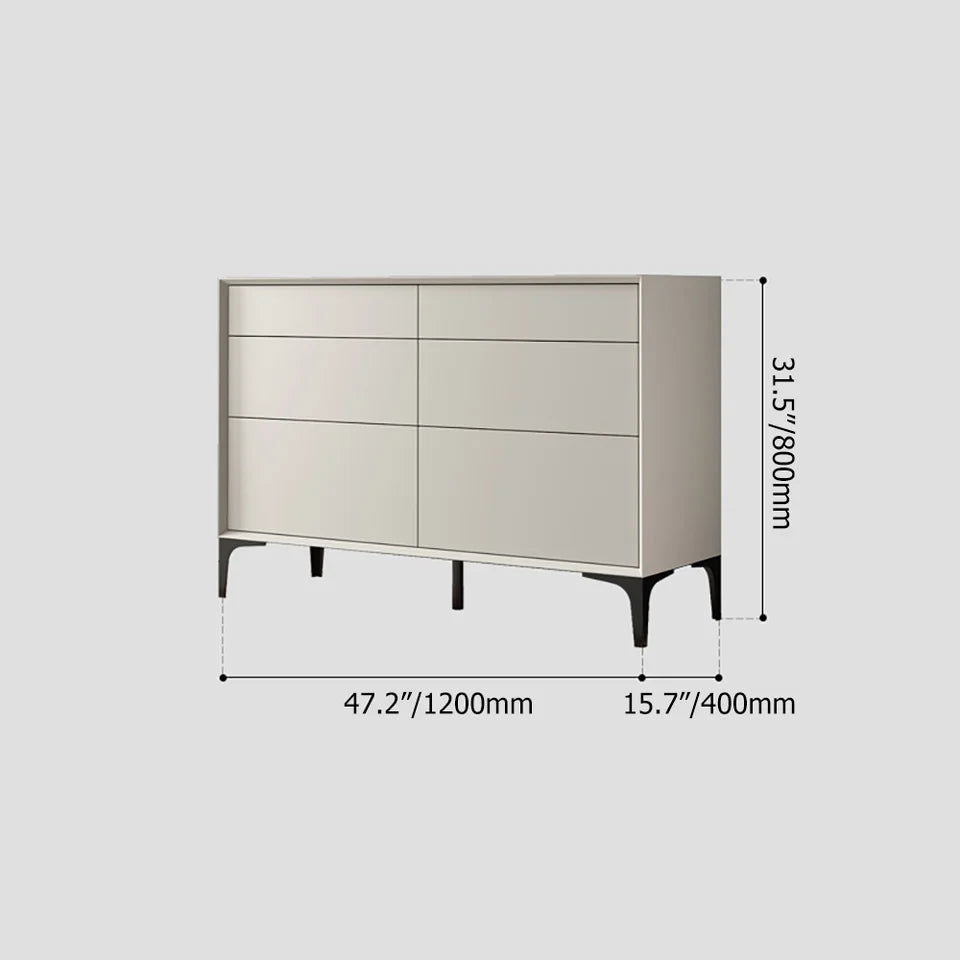 1200mm Minimalist Off White Dresser Accent 6-Drawer Cabinet - 