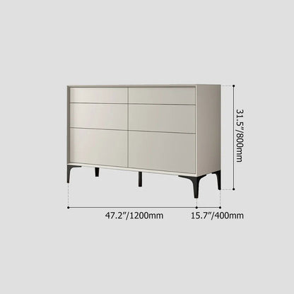 1200mm Minimalist Off White Dresser Accent 6-Drawer Cabinet - 