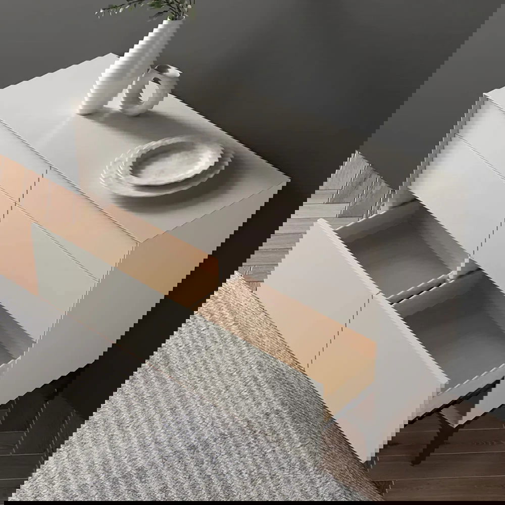 1200mm Minimalist Off White Dresser Accent 6-Drawer Cabinet - 