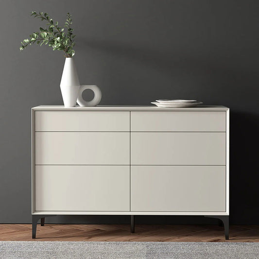 1200mm Minimalist Off White Dresser Accent 6-Drawer Cabinet - Homary