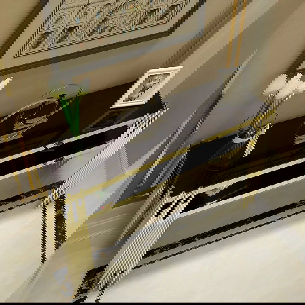 1200mm Modern Black Faux Marble Narrow Console Table with Storage Shelf and 4 Gold Legs - 