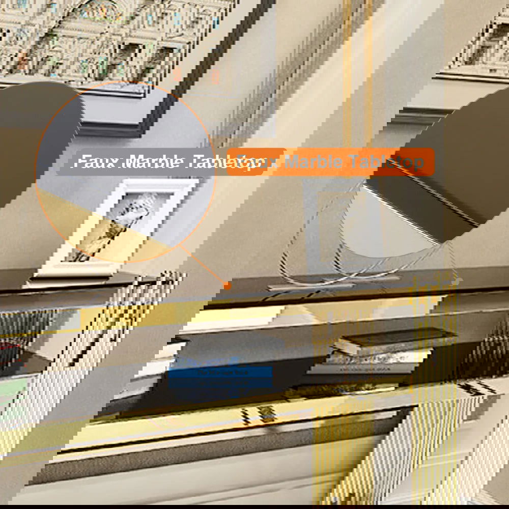 1200mm Modern Black Faux Marble Narrow Console Table with Storage Shelf and 4 Gold Legs - 