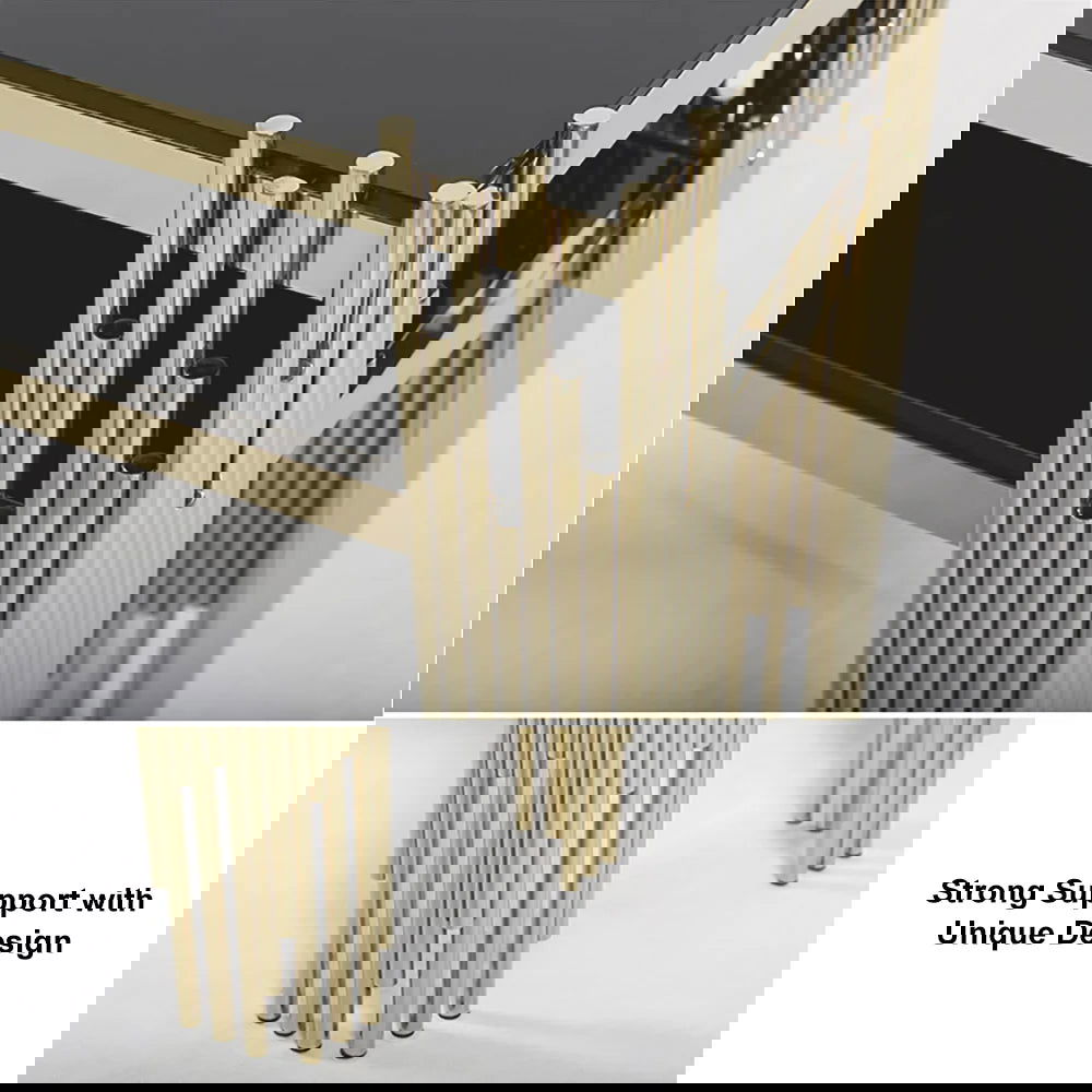 1200mm Modern Black Faux Marble Narrow Console Table with Storage Shelf and 4 Gold Legs - 