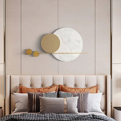 1200mm Modern Geometric Wall Decor Round Metal Wall Art in Gold & White for Living Room - 