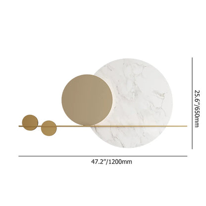 1200mm Modern Geometric Wall Decor Round Metal Wall Art in Gold & White for Living Room - 