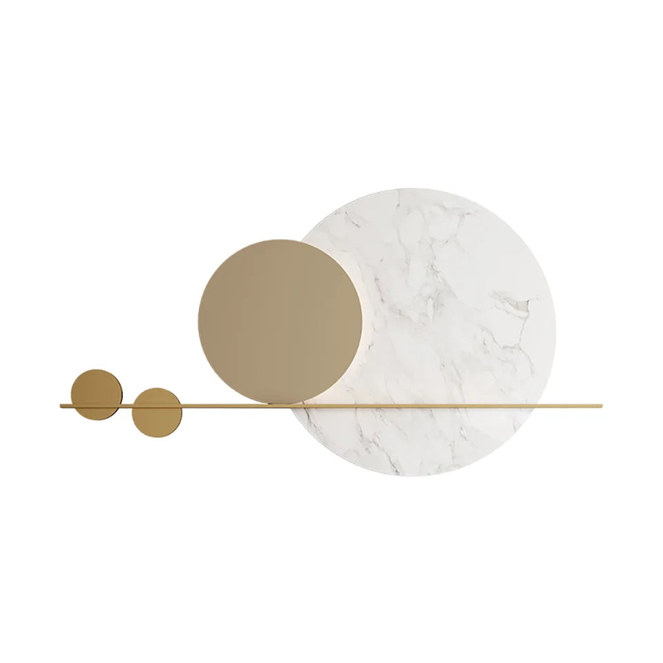 1200mm Modern Geometric Wall Decor Round Metal Wall Art in Gold & White for Living Room - 