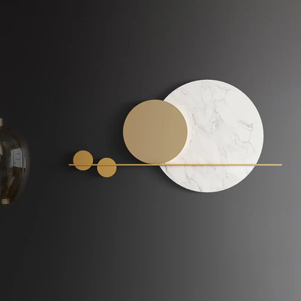 1200mm Modern Geometric Wall Decor Round Metal Wall Art in Gold & White for Living Room - 