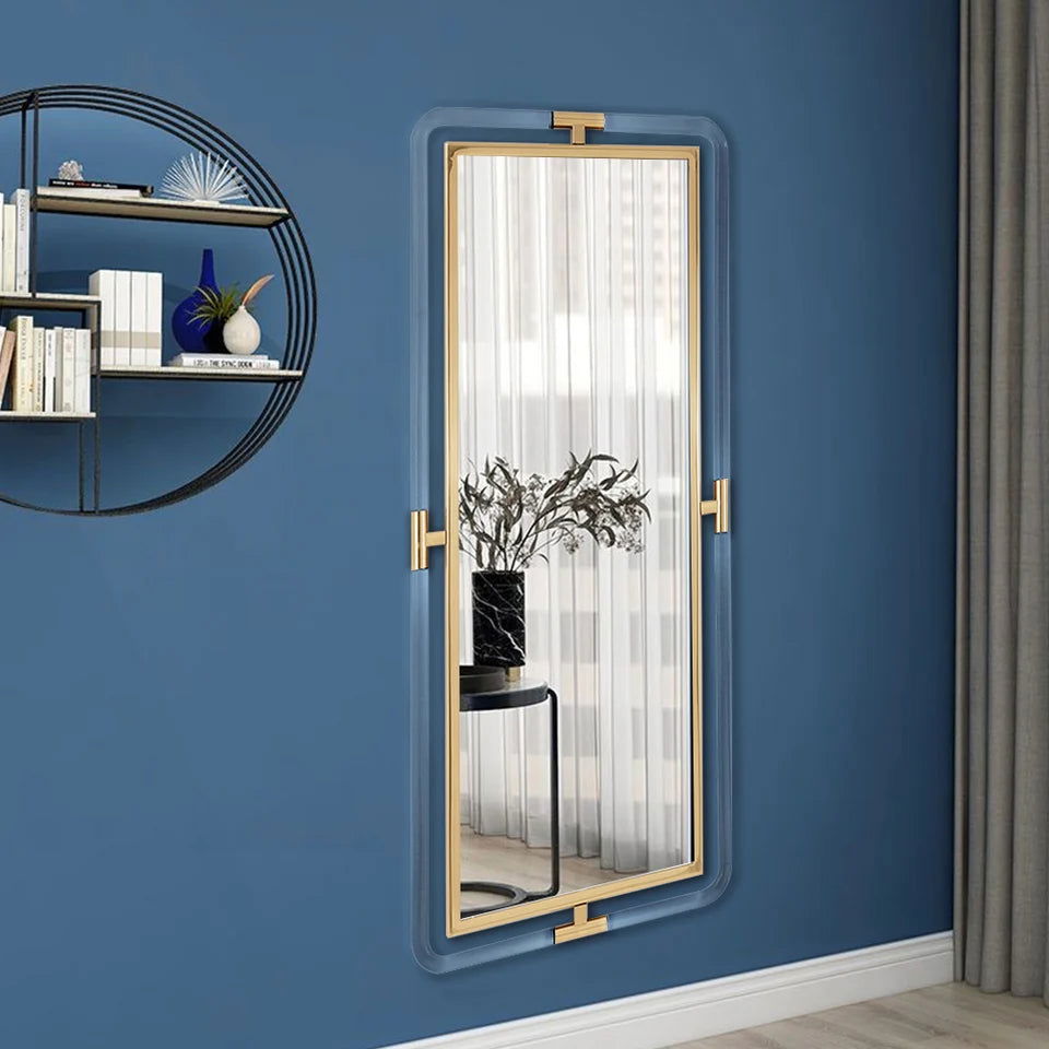1200mm Modern Gold Full Length Large Long Wall Mirror Decor Acrylic & Metal Frame - 