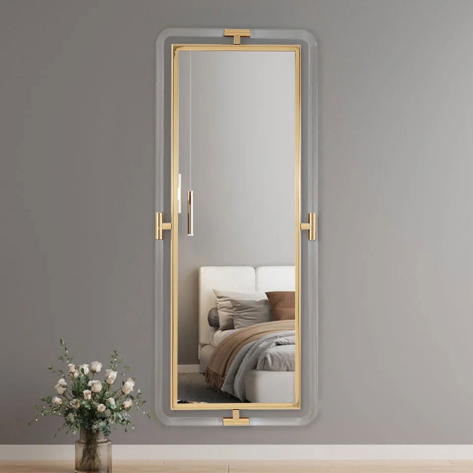 1200mm Modern Gold Full Length Large Long Wall Mirror Decor Acrylic & Metal Frame - 