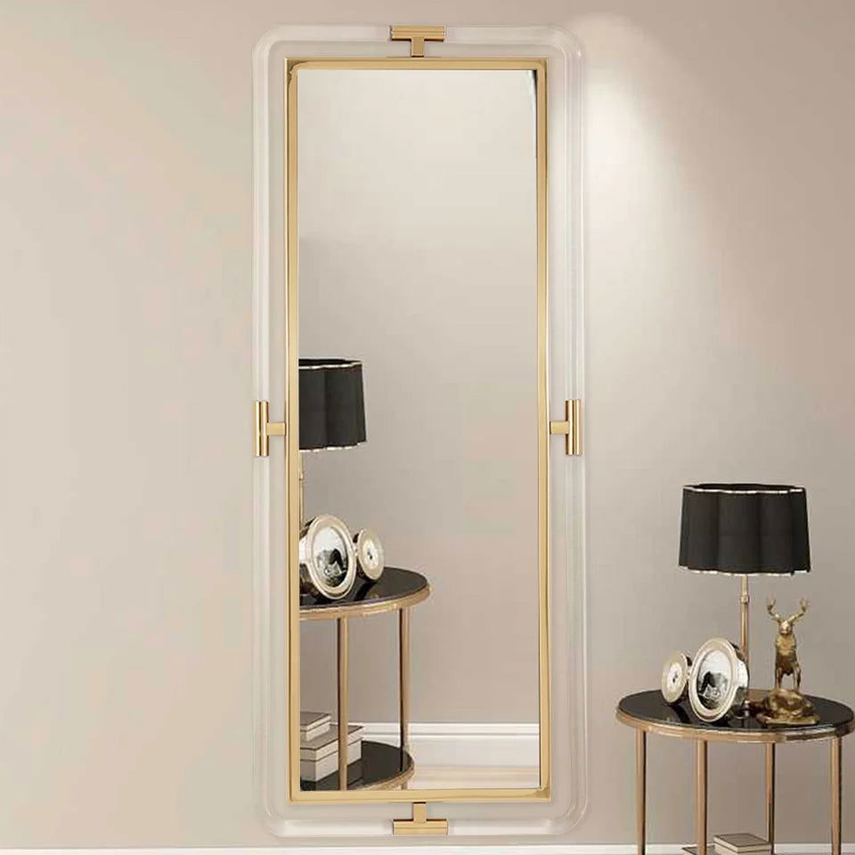1200mm Modern Gold Full Length Large Long Wall Mirror Decor Acrylic & Metal Frame - 