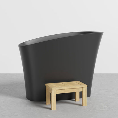 1200mm Modern Oblique Deep Freestanding Matte Black Stone Resin Japanese Soaking Bath - 