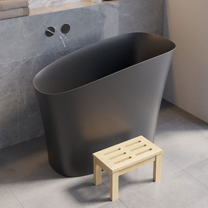 1200mm Modern Oblique Deep Freestanding Matte Black Stone Resin Japanese Soaking Bath - 