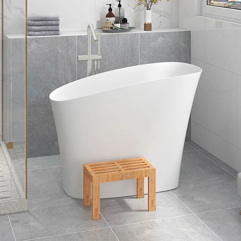 1200mm Modern Oblique Deep Freestanding Matte White Stone Resin Japanese Soaking Bath - Approved By Design