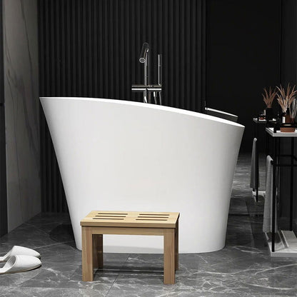 1200mm Modern Oblique Deep Freestanding Matte White Stone Resin Japanese Soaking Bath - Approved By Design