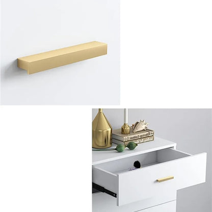1200mm Modern White Bedroom Dresser 6-Drawer Accent Cabinet in Gold - 