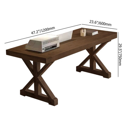1200mm Rustic Farmhouse Wooden Office Desk in Walnut with Trestle - 