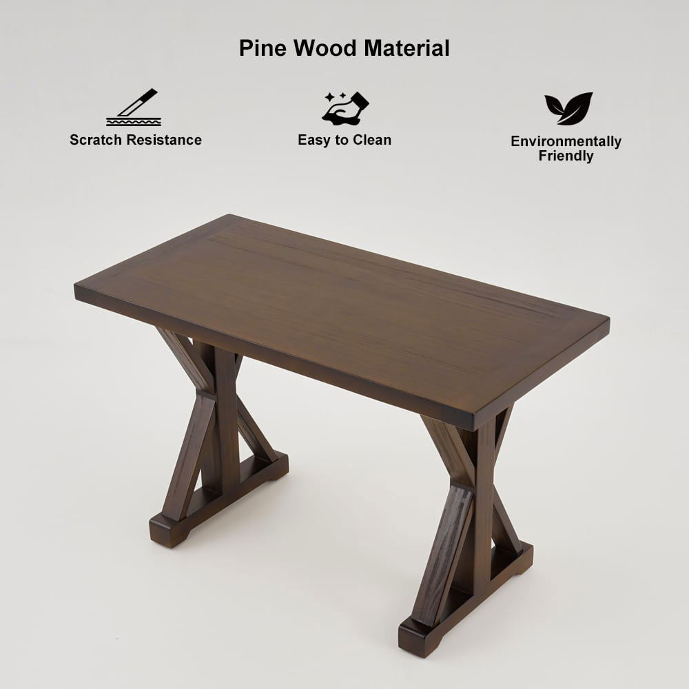 1200mm Rustic Farmhouse Wooden Office Desk in Walnut with Trestle - 