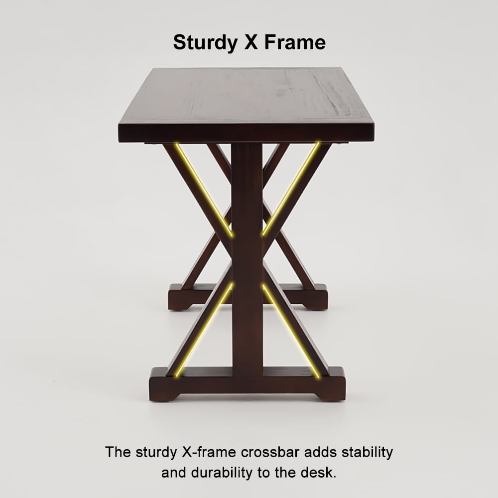 1200mm Rustic Farmhouse Wooden Office Desk in Walnut with Trestle - 