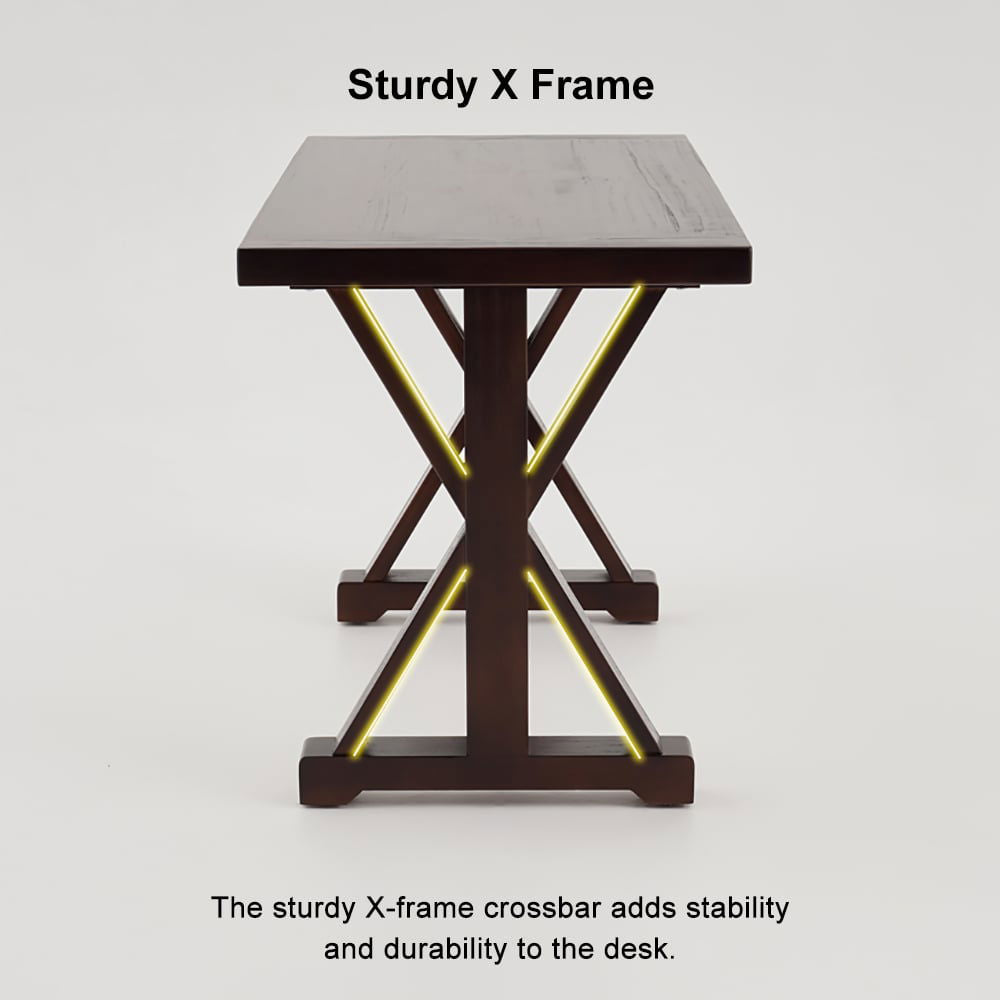 1200mm Rustic Farmhouse Wooden Office Desk in Walnut with Trestle - 