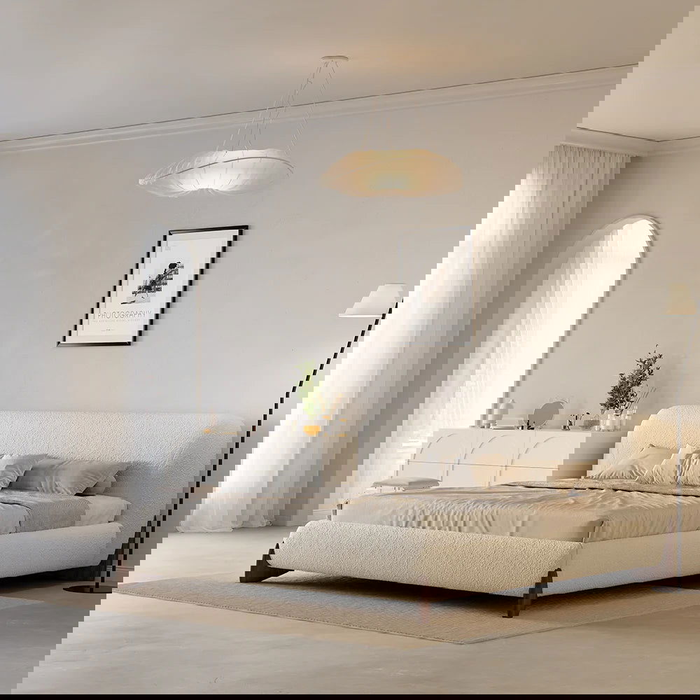 1350mm Japandi Cream White Dresser Nordic Arch Chest of 9 Drawers Storage Cabinet - 