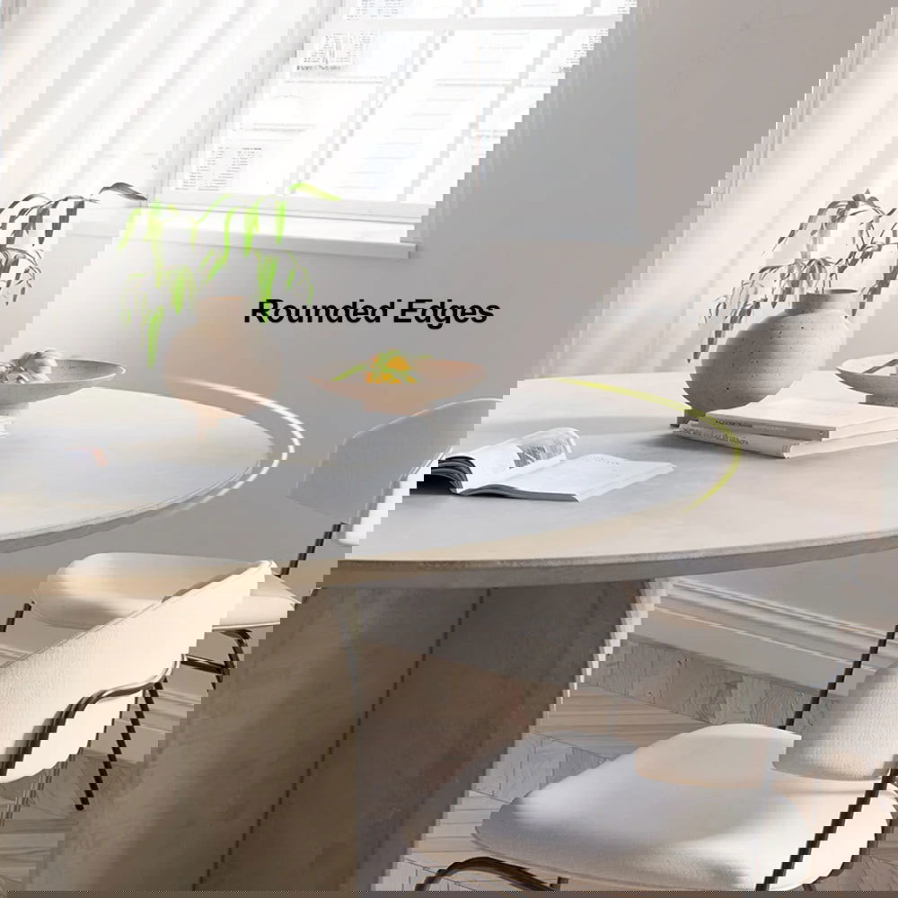 1350mm Modern Round Dining Table & 6 Modern Upholstered Light Grey Velvet Dining Chairs - 