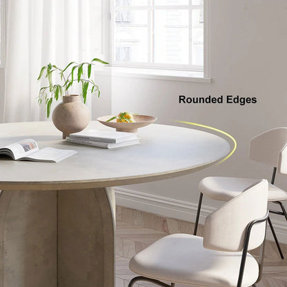 1350mm Modern Round Dining Table & 6 Modern Upholstered Light Grey Velvet Dining Chairs - 