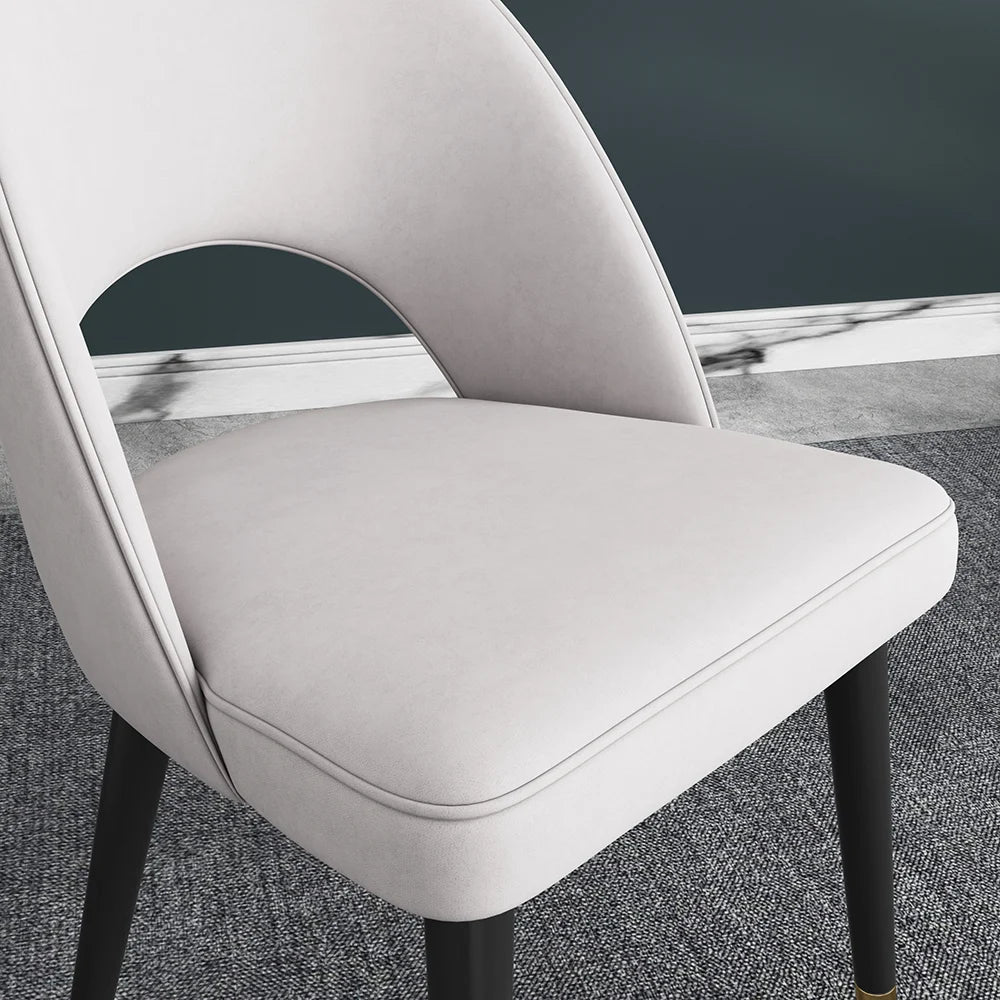 1350mm Modern Round Dining Table & 6 Modern Upholstered Light Grey Velvet Dining Chairs - Homary